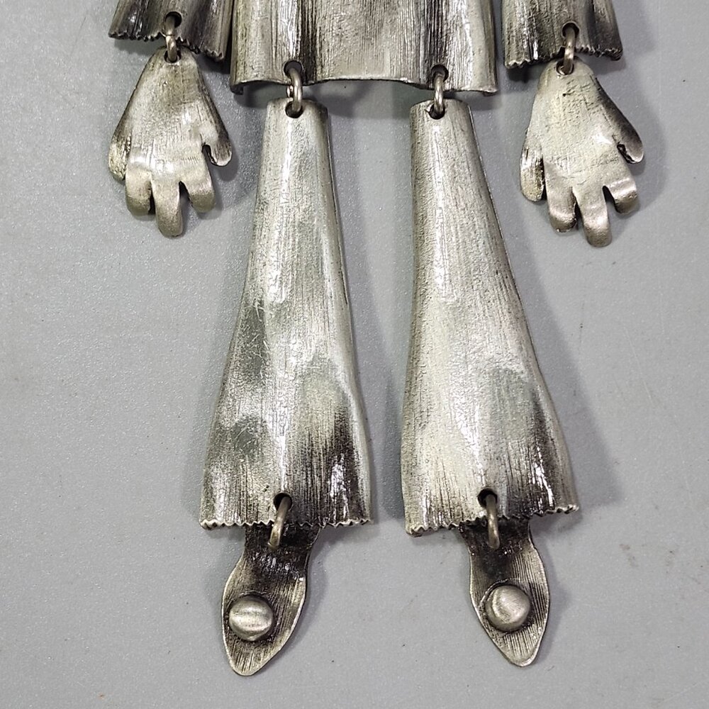 Pewter Circus Clown Articulated Jester Necklace Charm Statement Fashion Jewelry - Picture 5 of 11